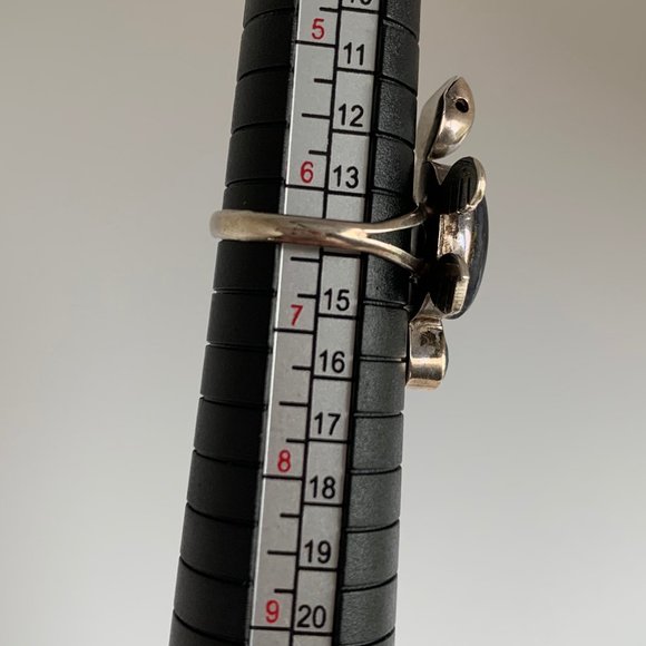 925 Amethyst and Lapis Lazuli Turtle Ring - Sz 6.5 - Picture 5 of 5